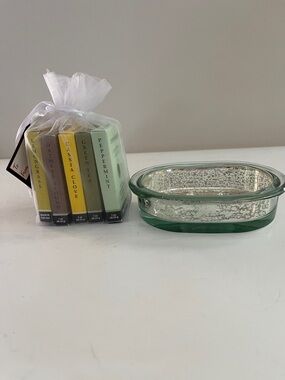 Artisan Soap Bundle with Silver/Gold Glass Soap Dish